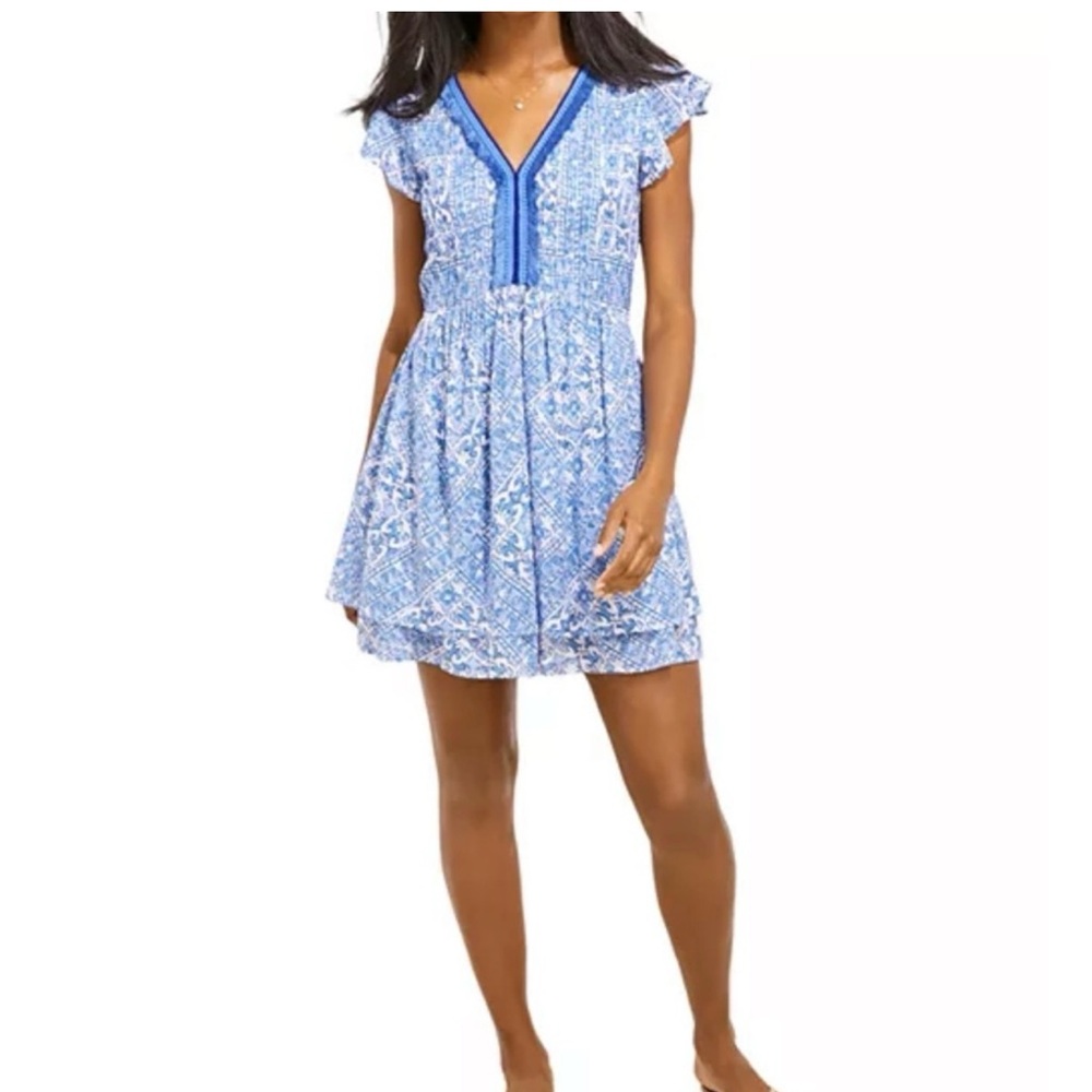 Vineyard Vines Scarf Print Blue Dress